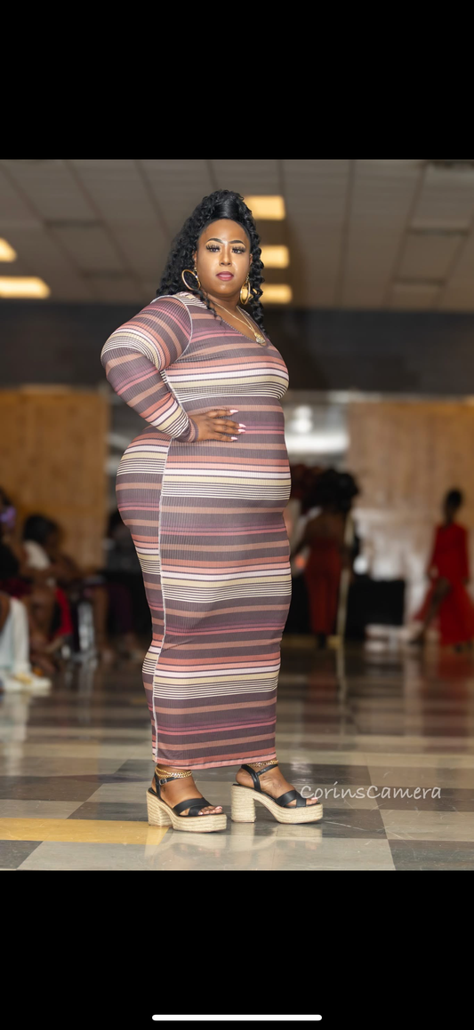 Stripped Long sleeve Dress